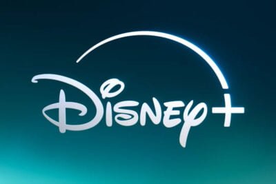 Disney+ logo on a gradient blue background.
